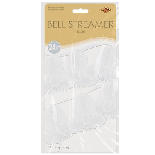 Beistle 24ft. White Tissue Bell Streamer